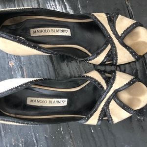 Cream Suede Manolo Blahnik Heels